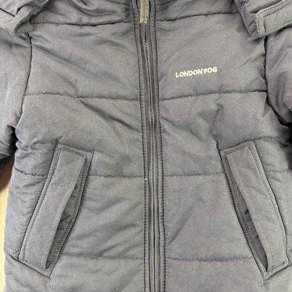 London Fog Kids’ Navy Blue Puffer Jacket with Faux Shearling Hood Size S/8 - Picture 6 of 12